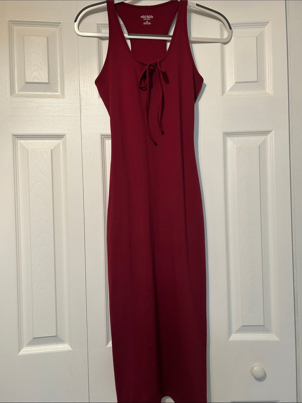 wild fable Burgundy Sleeveless Tie-Front Maxi Dress